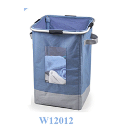 Square laundry hamper with mesh window